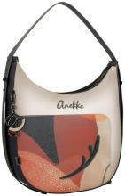 Anekke auffällige Beuteltasche rot Glitzersteine beige Eikon bestickt Muse