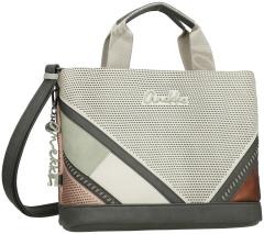 Anekke Kurzgrifftasche Sophia Symmetra Stanzmuster Patchwork hellbeige