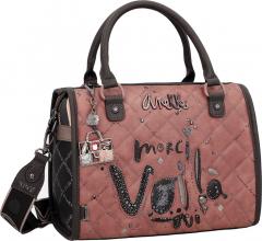 Bowlingtasche altrosa schwarz Steppnähte Glitzer Anekke Mademoiselle Parisian