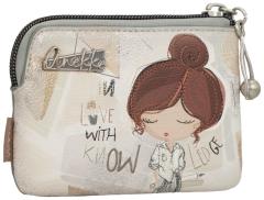 kleine Anekke Minibörse Print beige Sophia bestickt Münzen