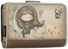 Klappbörse Anekke Real bestickt Glitzer beige taupe 