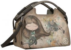 großzügige Handtasche Anekke beige Kurzgriff blau Strasssteine abstrakt Real