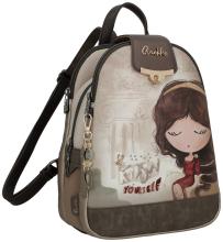 Anekke femininer Damenrucksack beige Glanzgarn Muse dunkelbraun Griechenland
