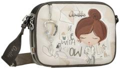 Anekke Schultertasche mit drei Hauptfächern Sophia Beige Glitzer