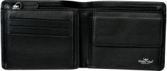Trifold Leather Wallet Men Golden Head Polo RFID Protect Black
