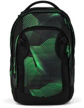 Bücherrucksack schwarz grün Print Satch match Plus Seismic Green