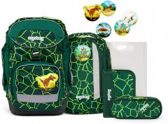 ergobag Schultaschen Set Pack BärRex grün Dinosaurier