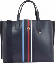 Business Tasche Damen Tommy Hilfiger Iconic Tommy Satchel Corp blau aufgenähte Streifen