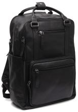 The Chesterfield Brand schwarzer Lederrucksack mit Laptopfach Calden Black