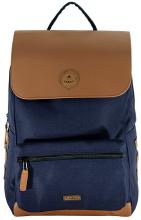 Überschlagrucksack Cabaia City Seattle M braun Kontrast dunkelblau vegan