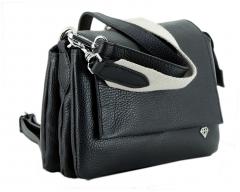 Caleidos Überschlagtasche klassisch schwarz genarbtes Leder