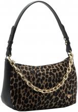 Caleidos Ledertasche mit Fellbesatz Leopard Kette