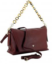 Caleidos Überschlagtasche dunkelrot Kette Echtleder