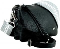 Caleidos klassische Crossovertasche Leder schwarz dreigeteilt