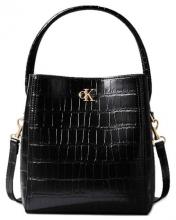 extravagante Kurzgrifftasche Calvin Klein Croc Bucket With Strap Black