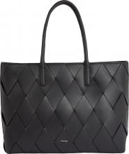 Damen Henkeltasche Woven Medium Black Calvin Klein Flechtdesign