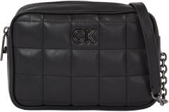 elegante Abendtasche wattiert Calvin Klein Re-Lock Quilt Camera Bag Black