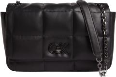 klassische Damen Handtasche mit Kettenhenkel Calvin Klein schwarz Steppdesign Quilt Re-Lock