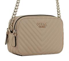 Camera Bag Guess Noelle Beige gesteppt Kettenhenkel