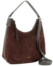 geräumige Beuteltasche dunkelbraun Velours Coccinelle Rebekka Suede Large