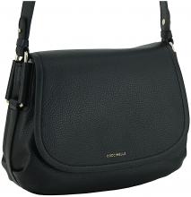 Coccinelle Rebekka Umhängetasche schwarz Echtleder Überschlag