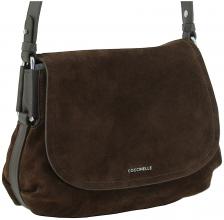 dunkelbraune Saddle Bag Velours Coccinelle Rebekka Suede