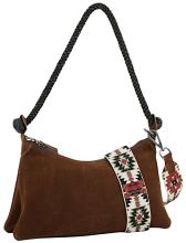 Corey braune Umhängetasche Harbour2nd Leder Webband Velours