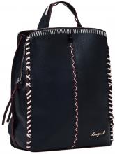 Tagesrucksack Manhattan Desigual schwarz Sumy Pespuntes Ziernähte rot