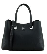 Henkeltasche schwarz Tommy Hilfiger TH Emblem Small Satchel
