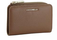 kompakte Geldbörse Echtleder Coccinelle Metallic Soft Small Cognac