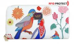 Damengeldbeutel L.Credi Calypso RFID weiß Vögel Blumen