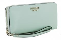 pastellgrüne Damengeldtasche Guess Laurel Mint Handschlaufe glatt