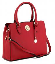 Damenhandtasche Dolly rot dreigeteilt L.Credi Drehverschluss