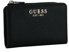 kleine Geldtasche schwarz Saffiano Guess Bolena SLG Black