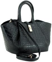 JOOP Kurzgrifftasche Trapez Sheryl Coccodrillo Rindsleder Black