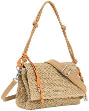 Desigual Basttasche beige Venecia orange Raffia Natural sommerlich Überschlag