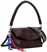 Crossovertasche Desigual Trokel Überschlag dunkelbraun Choco Webband