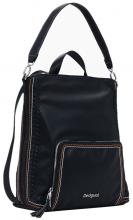 Damenrucksack schwarz Desigual Pretoria orange Perforierung Trama