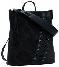Desigual Cityrucksack schwarz Tango Patch Pretoria Mini Schnürung rockig