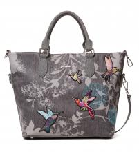 Desigual Shopper Wallpaper Florida Cement grau Kolibri bestickt