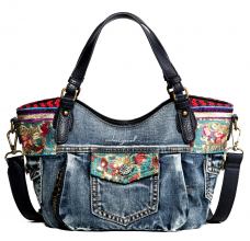 Desigual Shoppertasche Rotterdam M Ethnic Deluxe Jeans Blau
