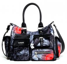 Desigual Tasche London Medium Same Schwarz/Grau Druck