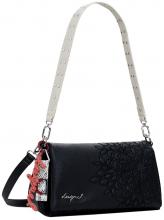 schwarze Überschlagtasche Sierra Desigual Stickerei Mandala Medium Flap