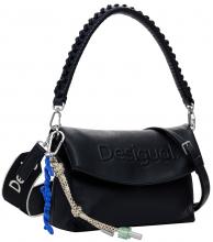 Desigual Trokel Damentasche Logo Überschlag Webband schwarz