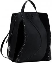 schwarzer Backpack Kahlo Desigual rockig Nieten Wave