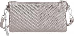 silberne Pochette Steppoptik Leder Alice Quilting Metallic Silver