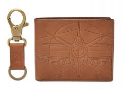 Fossil Axel Large RFID Protection Portmonee Braun Flugzeug