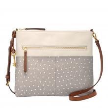 Fossil Fiona Large Umhängetasche Punkte Grey/White