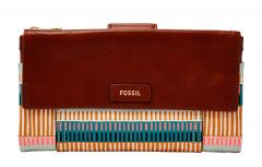 Fossil Geldbörse Ellis Clutch Leder Colorful Stripes