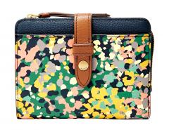 Fossil Geldbörse Fiona Multi Leder Pink Floral blau bunt